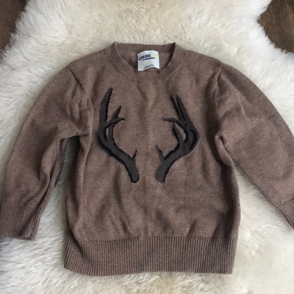 Oshkosh deer antler stag sweater w/ elbow patches